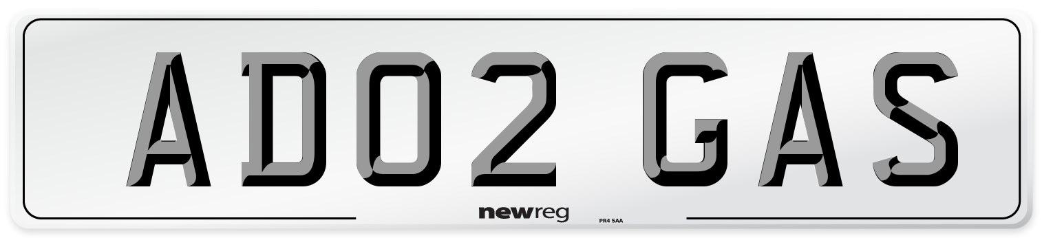 AD02 GAS Number Plate from New Reg
